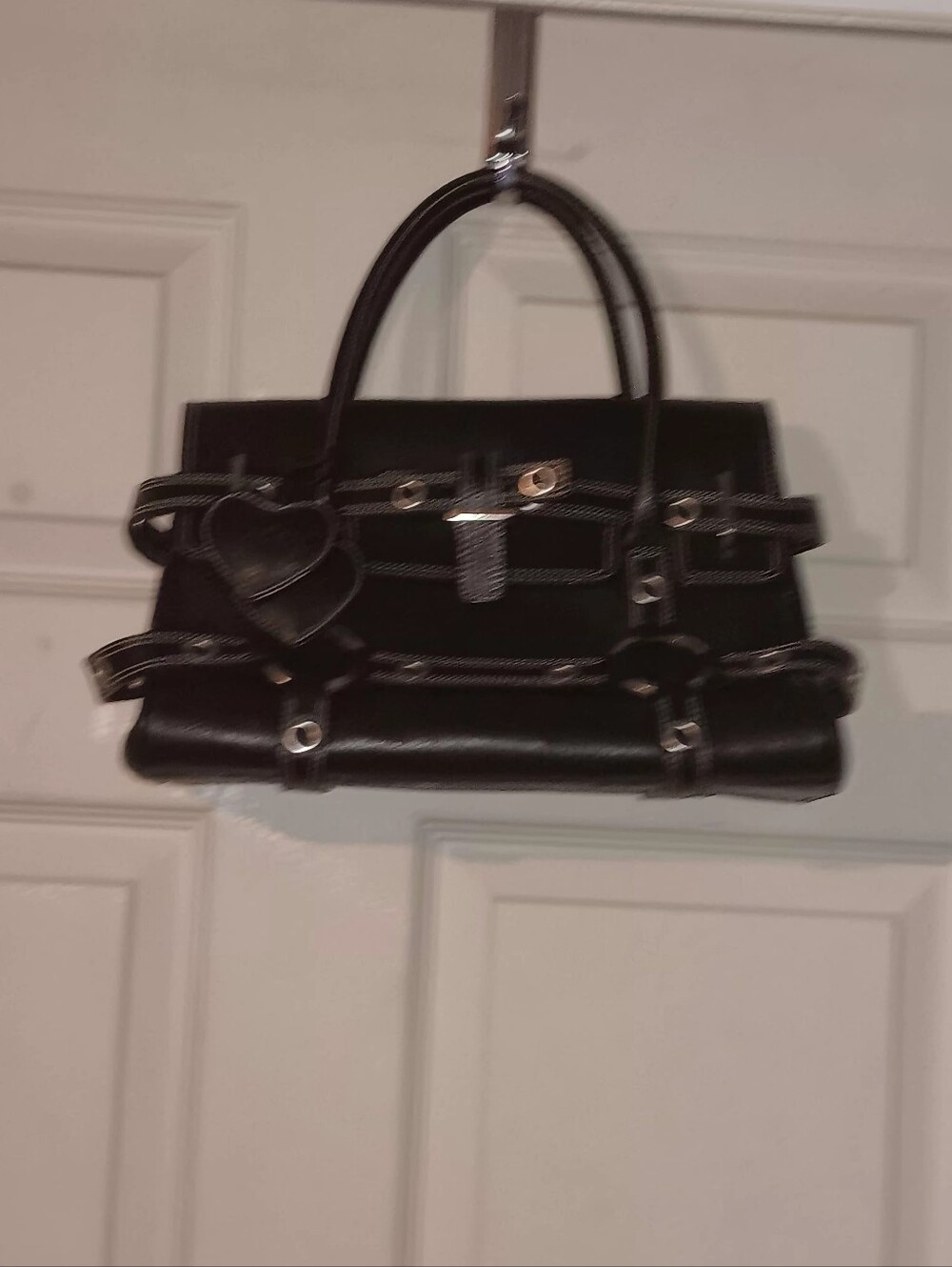 Luella Fine Leather Black Handbag Silver Hardware Made In Turkey
